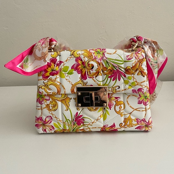 Aldo Handbags - Aldo Floral Crossbody Bag with Gold and Pink Accents